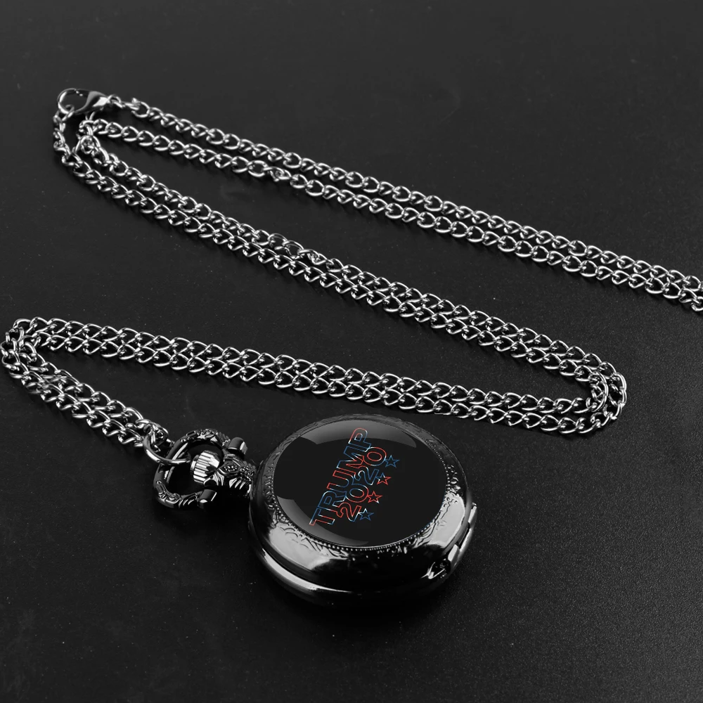 TRUMP 2024 We Won Pocket Watch - Quartz Movement, Round Dial, Unique Bronze Necklace Souvenir Gift