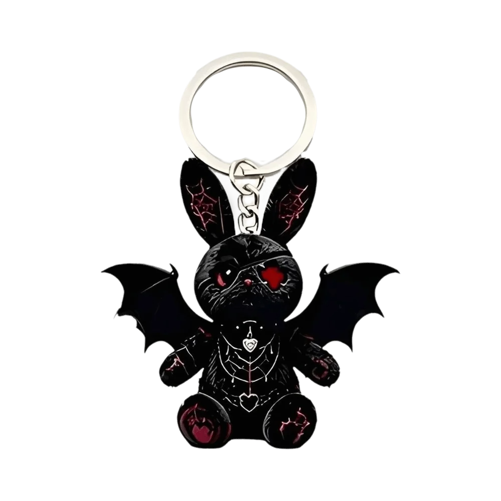 Spooky Design Acrylic Wounded Cat Keychain 2D Flat Y2K Gothic Cat Keychain Ornaments Halloween Bag Charm Halloween Accessories