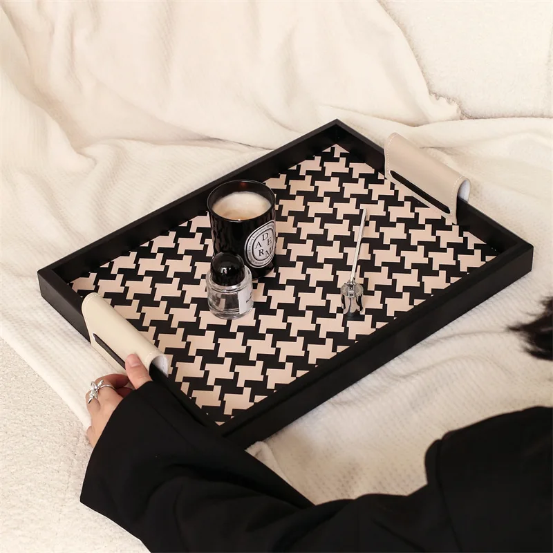 Qiandongge tray 1 piece, perfume key storage, cosmetics light luxury leather aromatherapy leather storage tray