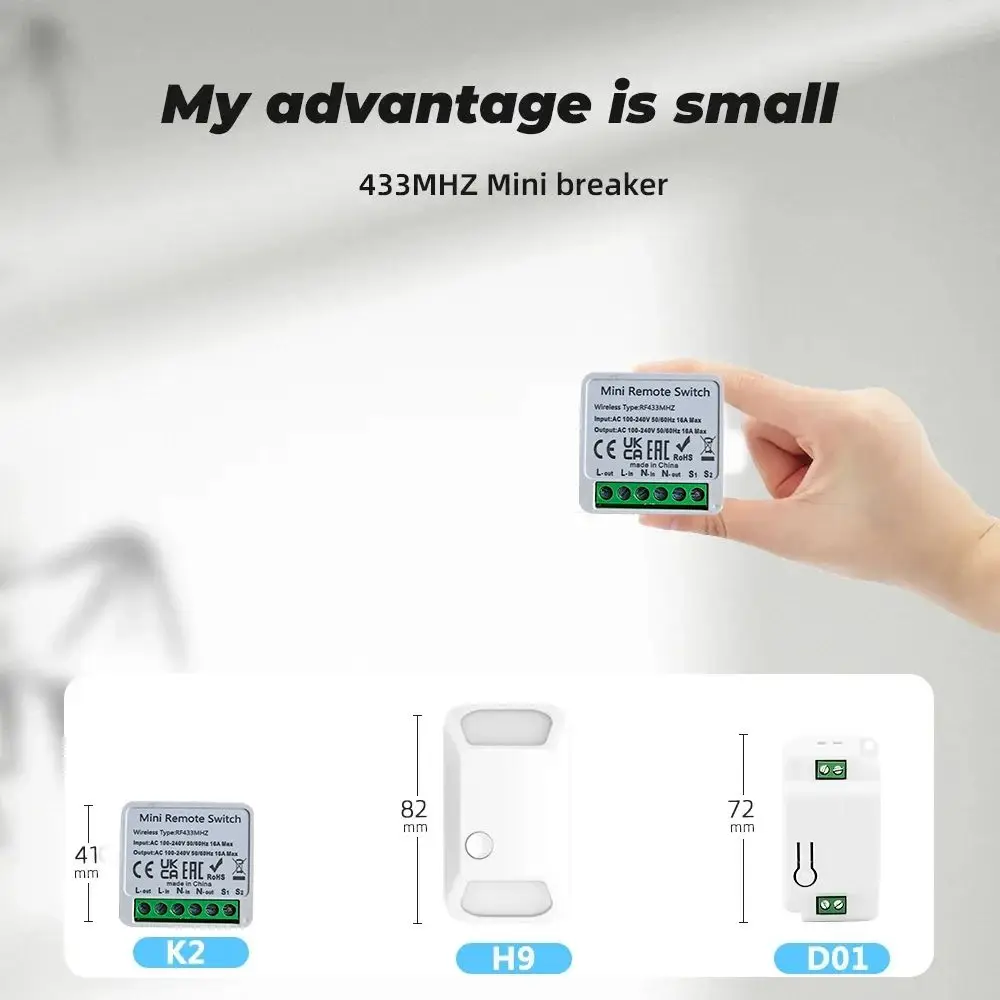 RF 433 MHz Smart Switch Mini fai da te telecomando senza fili interruttori della luce modulo di automazione ricevitore relè 16A per lampada a Led