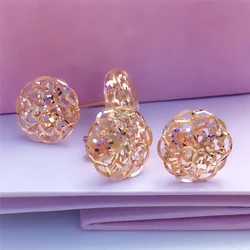 Original classic 585 purple gold earrings for women romantic exquisite 14K rose gold elegant flower ear studs wedding jewelry