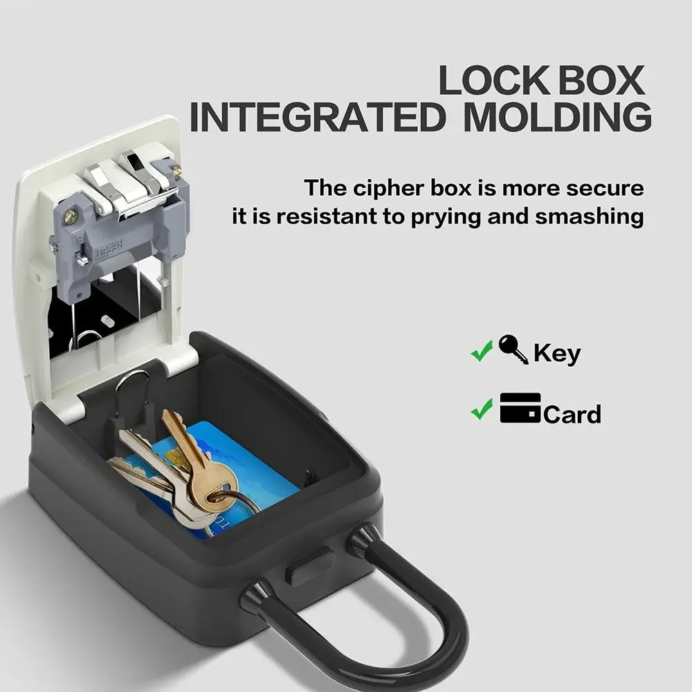 

Wall Mounted Key Safe Box Passwords Code Resettable 4 Digit Combination Key Box Security Lock Large Capacity Key Lock Safe Box