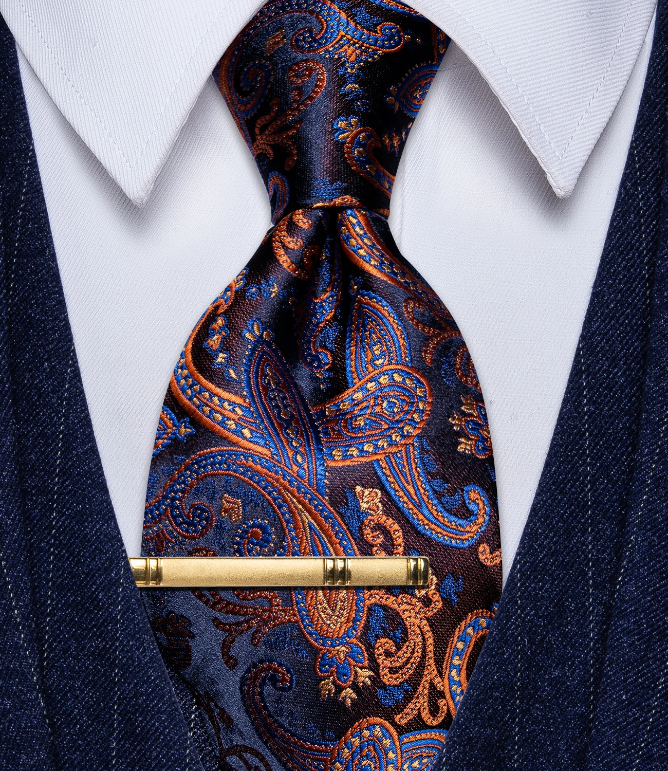 Luxury Purple Men's Tie Blue Paisley Pattern Fashion Silk Wedding Business Party Necktie for Man Accessories corbatas para hombr