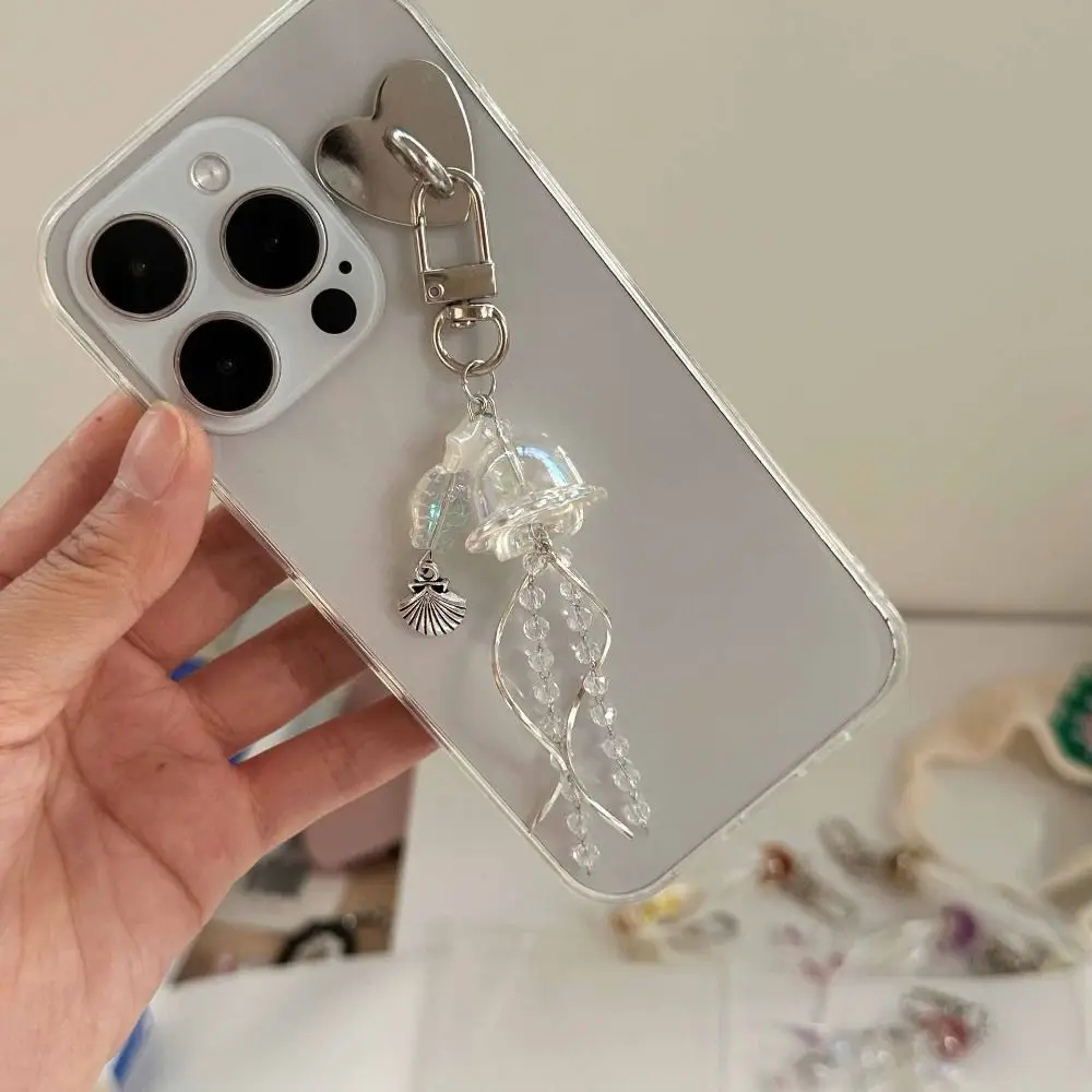 Star Sea Shell Jellyfish Key Chain Y2K Lanyard Ocean Theme Beaded Phone Lanyard Colorful Handmade Jellyfish Phone Charm