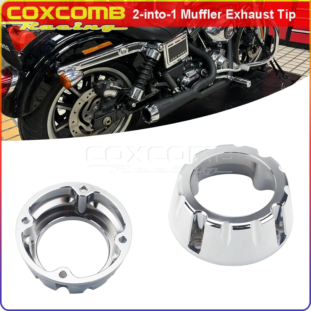 

For Two Brother Racing Exhaust 2-into-1 Muffler Tip End Cap For Harley Dyna Wide Glide Fat Bob Low Rider Street Bob Super Glide