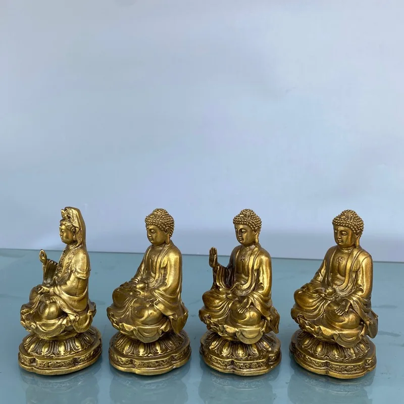 Brass Avalokitesvara Sakyamuni Home Small Buddha Ornament Crafts Gift
