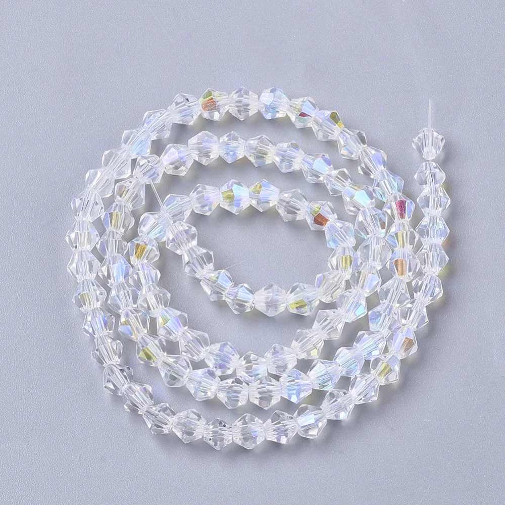 10 Strand Electroplate Glass Charms Strands AB Color Half Plated Faceted Bicone Clear AB 4x4mm Hole: 0.8mm 82-85pcs/strand