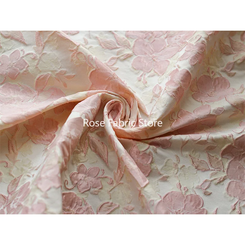 Tela teñida de hilo Jacquard satinado de Seda brillante en relieve de 1 metro, vestido de flores grandes para mujer, falda, bolsa, tela para hacer 50cm x 155cm