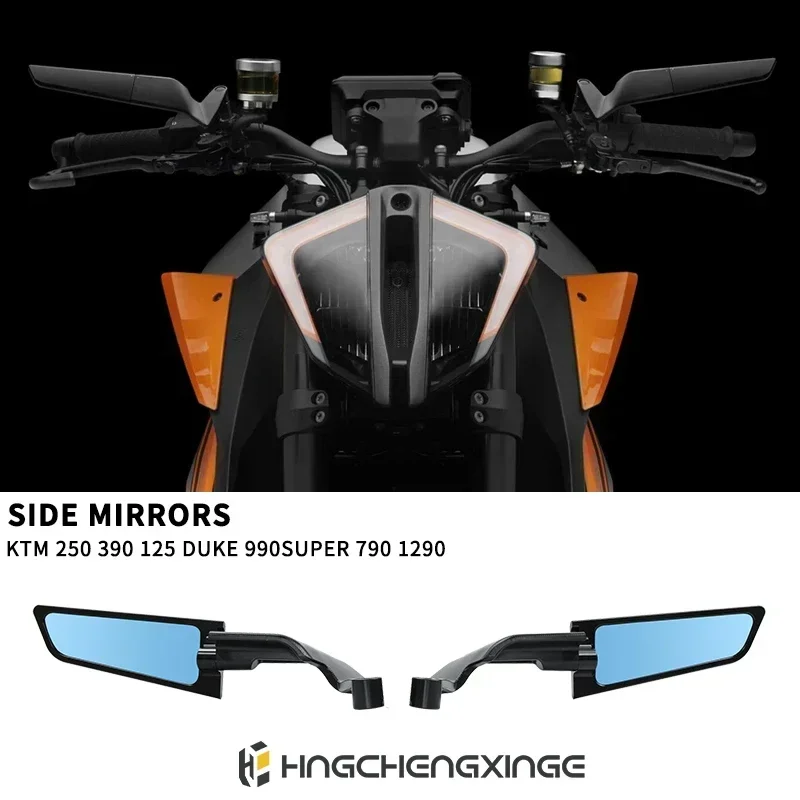 For KTM 250 390 200 690 125 DUKE 990 SUPER R 790 1290 Motorcycle Mirrors Stealth Winglets Mirror To Rotate Adjustable Mirrors