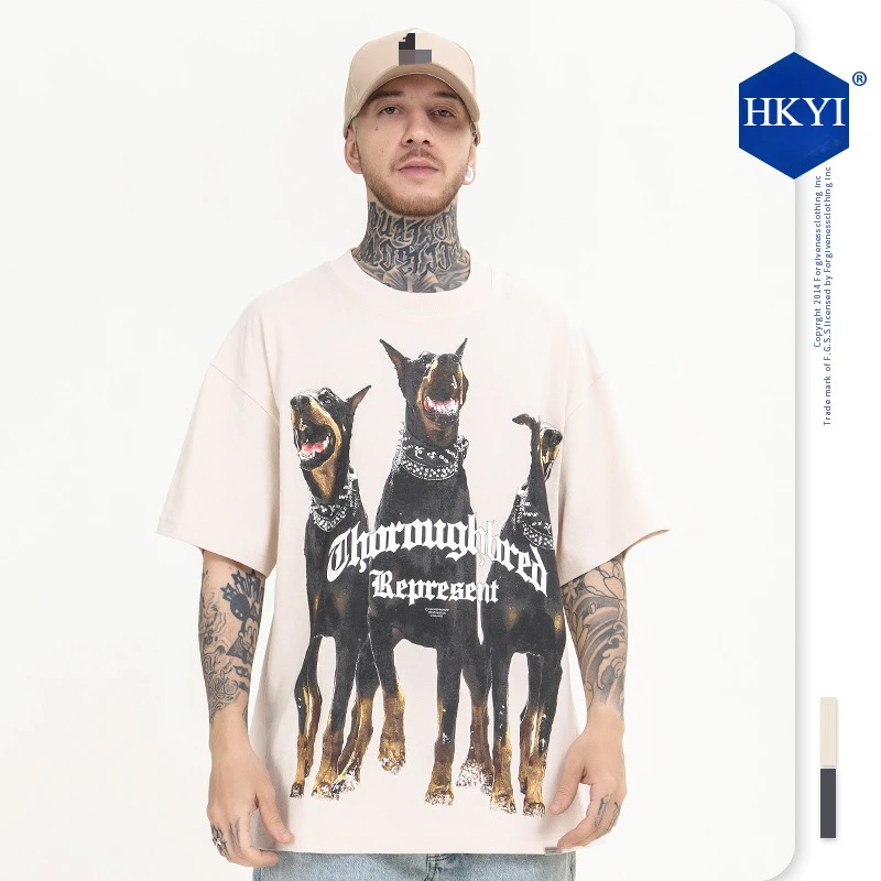 Men's 2024 Spring/Summer New Product Trendy Brand Soul Hound Printed Wash Water Vintage High Street Short sleeved T-shirt