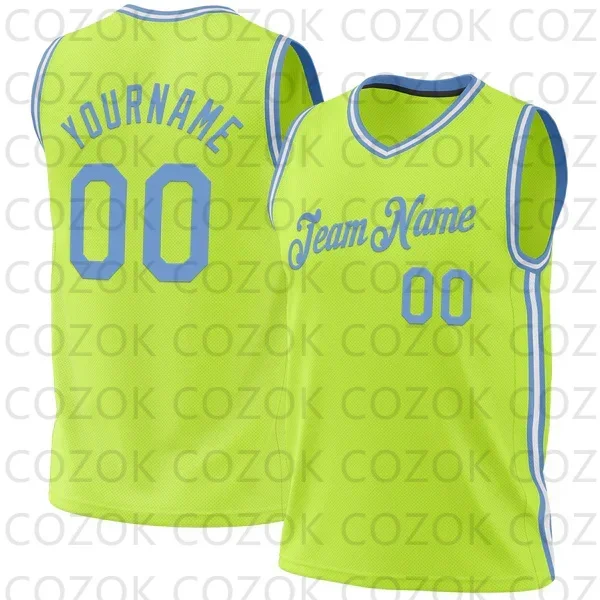 Custom Fluorescent Green Basketball Jersey Tank Tops V-neck for Men Jersey Personalized Team Unisex Top