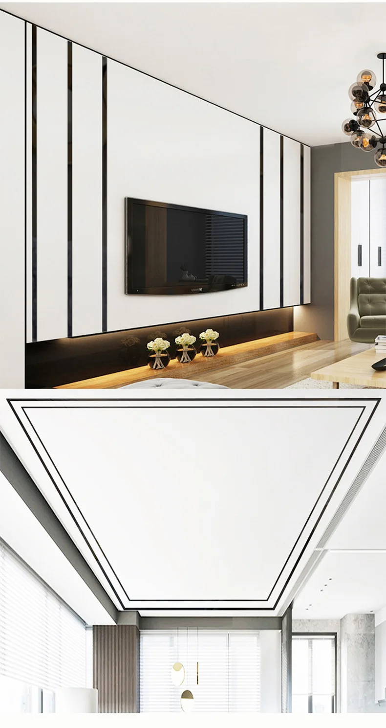 10pcs3D Mirror Strips Wall Sticker Acrylic Decorative Line for for Wall Frames/Wallpaper Border/Waist Lines