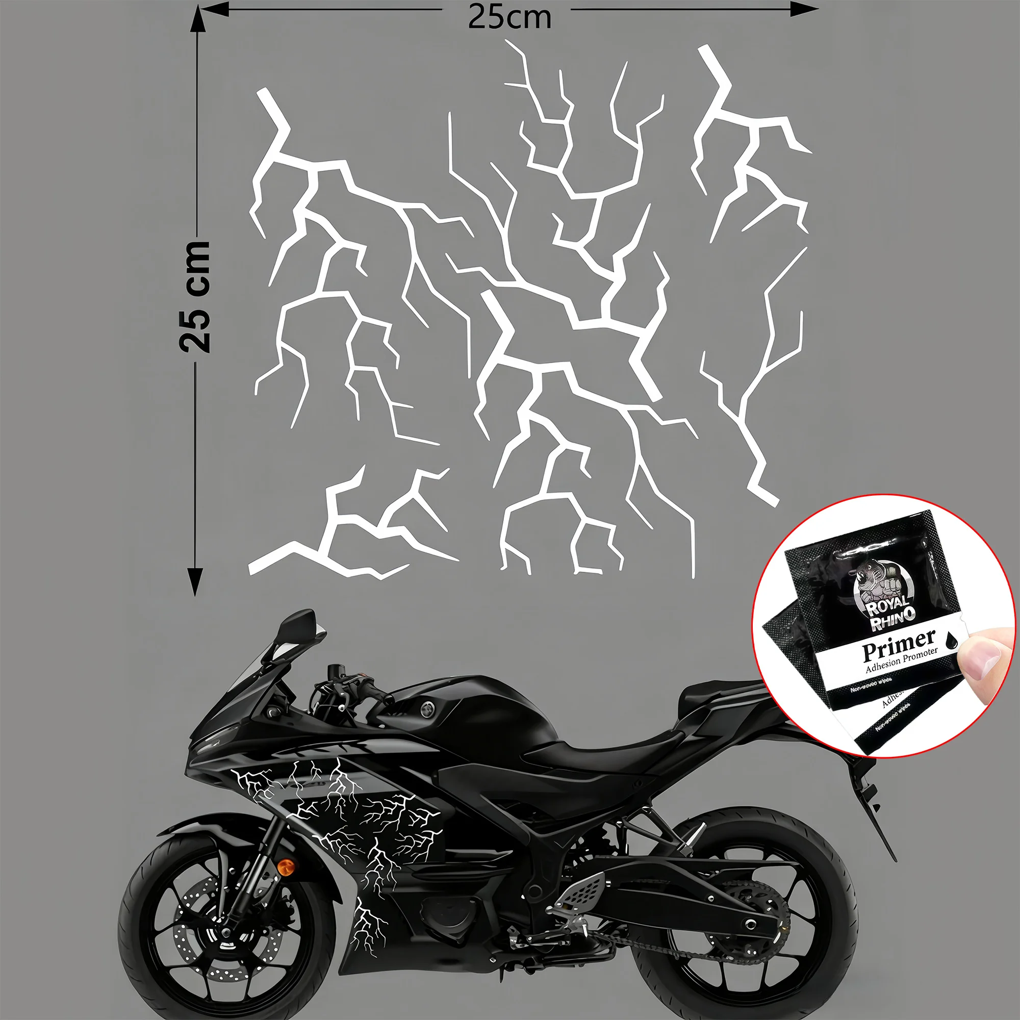 1Set Lightning Motorcycle Stickers, Waterproof Self-adhesive Vinyl Decals for Motorcycle Decor