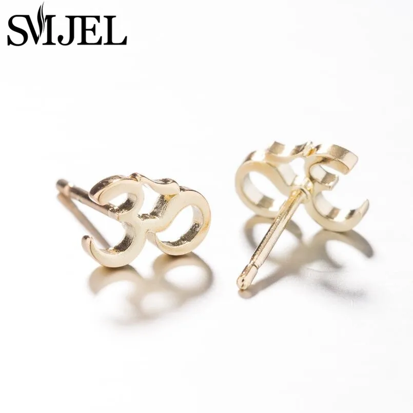 SMJEL Orecchini con simbolo OM alla moda per donna Uomo Moto Meditazione Yoga Gioielli fitness minimalisti Borchie in acciaio inossidabile