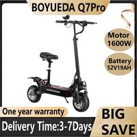 BOYUEDA Q7Pro Electric Scooter for Adults with Seat 1600W Motor 52V 19AH Battery 10 Inch Tires Foldable Electric Scooter