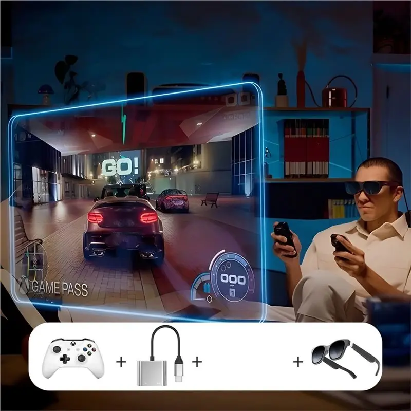 DT21 USB C to AR Glasses Adapter for Switch 2, Fast Charging 1080P 120Hz/4K 60Hz Video Output, USB Expansion Dock for Xreal