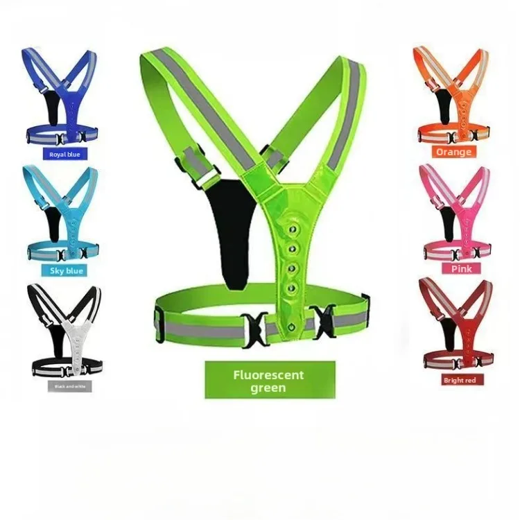 

LED Adjustable Reflective Vest Running Equipment, 8-light High Visibility Reflective Running Equipment, Rechargeable