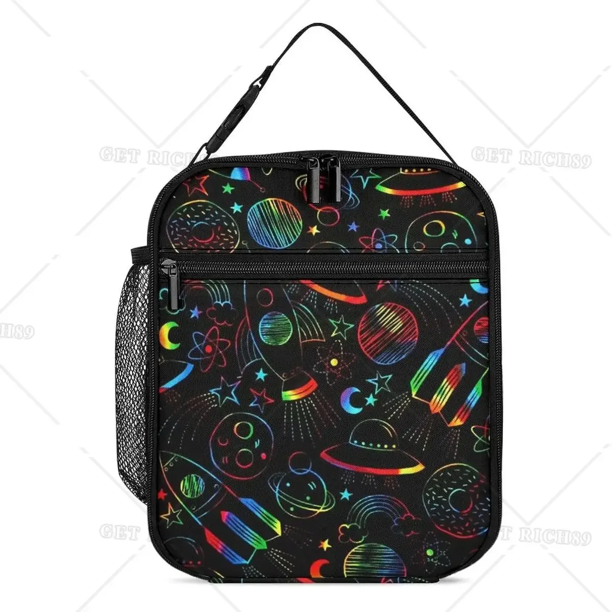 Spaceman Rocket in The Space Insulated Lunch Box Bag Portable Reusable Large Capacity Lunch Tote for Women Men Work School