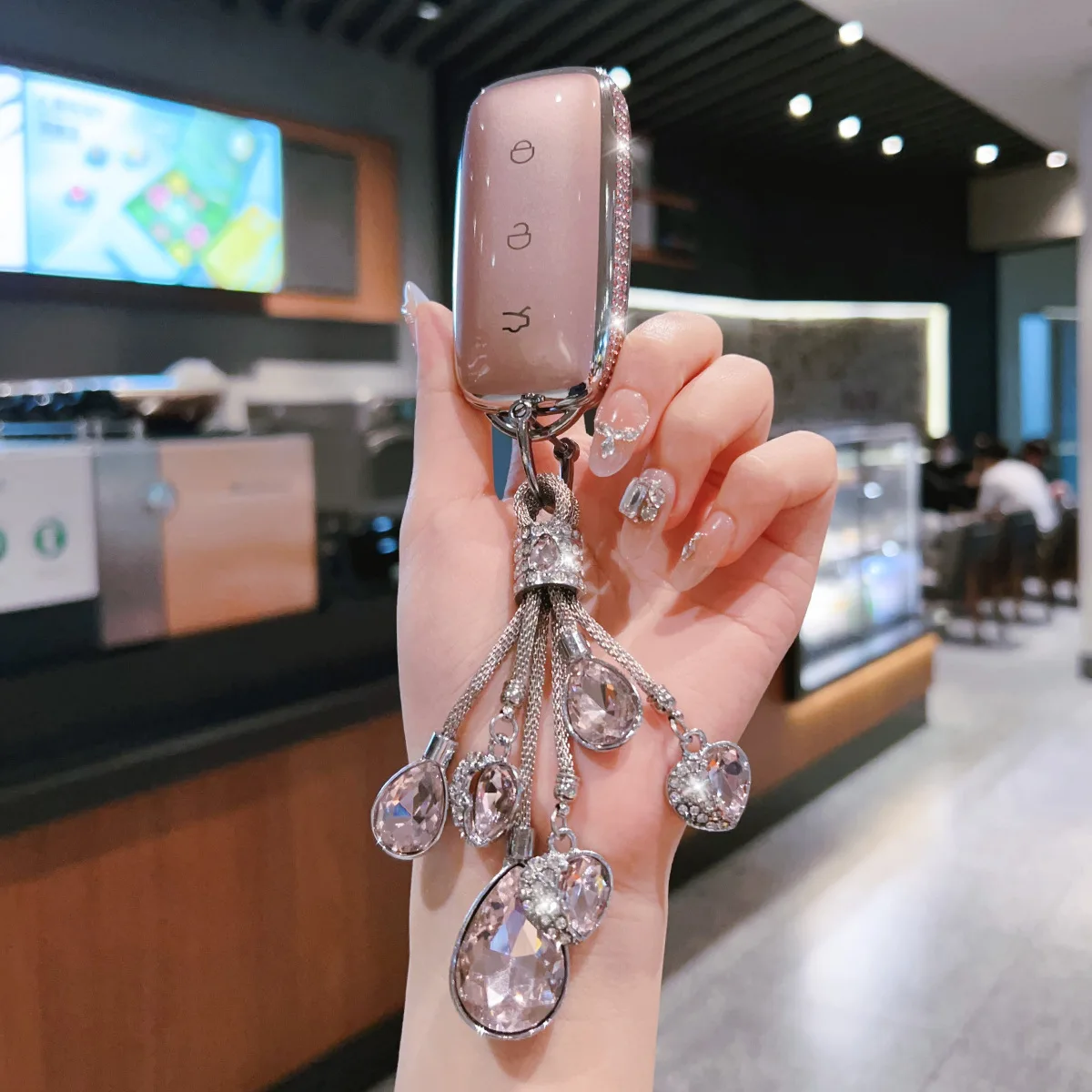 Pink Side Diamonds TPU for Geely Galaxy E5 Galaxy E5 Sailing Edition Voyage Edition Remote Car Key Case Cover Fob Housing Holder