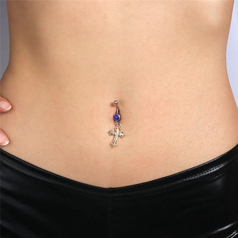 Aihua Gothic Cross Body Piercing Bauchnabel Ring für Frau sexy Körpers chmuck chirurgischen Stahl Nabel Ring – Detail 7