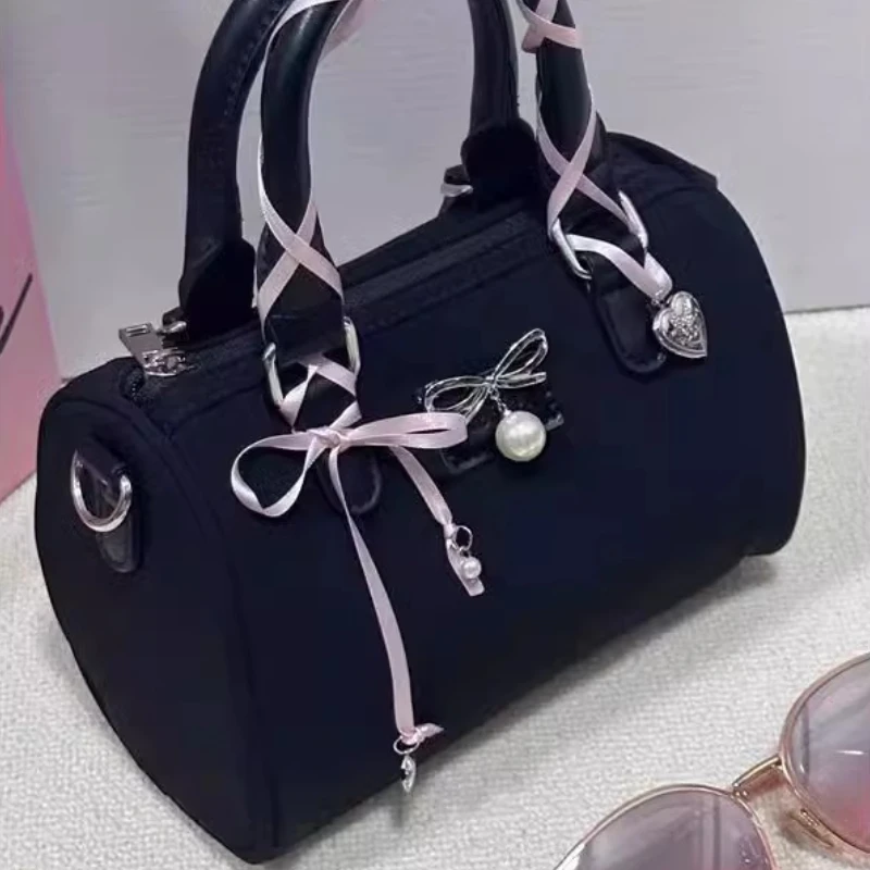 W koreańskim stylu szykowny Y2k estetyczny Top-torby z uchwytami elegancka, z kokardą mody damskiej torba na ramię Crossbody Casual biurowa torebka