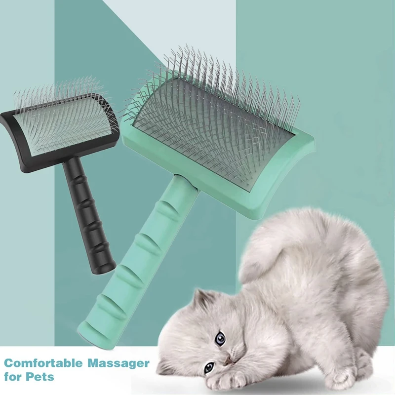 Escova de corte firme para cães-escova de corte extra longa para cães grandes, escova de fio para preparação de animais de estimação e deshedding (verde)-a51m
