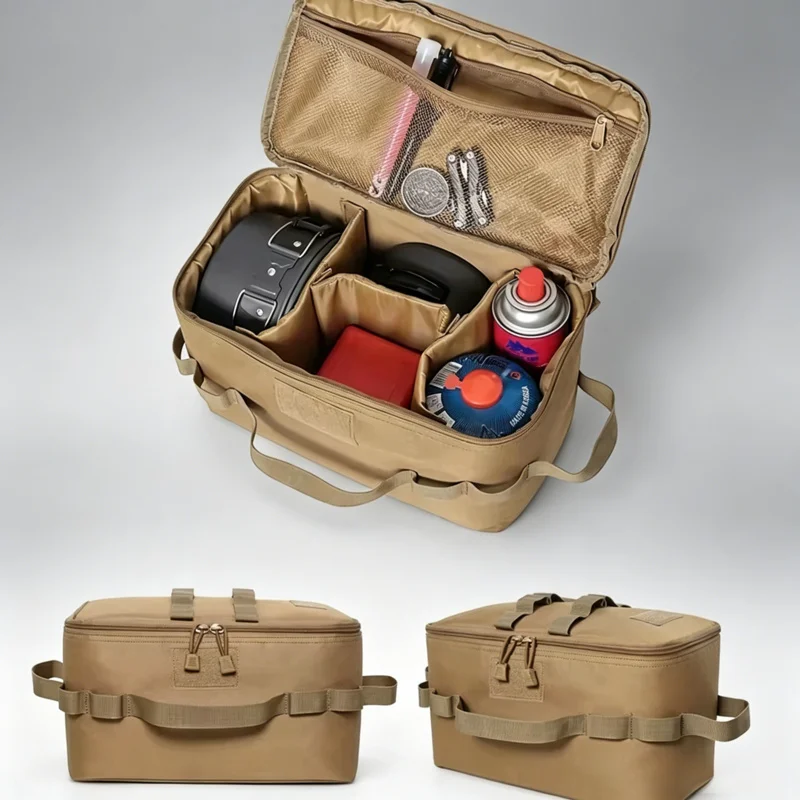 Large Capacity Camping Storage Bag, Portable Ground Nail Cookware Utensils Organizer For Outdoor Picnic Gas Canister Storage