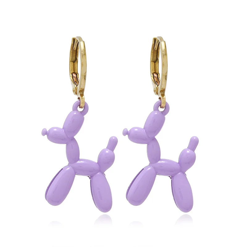 Fashion Cute Cartoon Balloon Pet Dog Earrings Dog Animal Color Black Or White Puppy Dog Pendant Earrings For Women Girls Gift