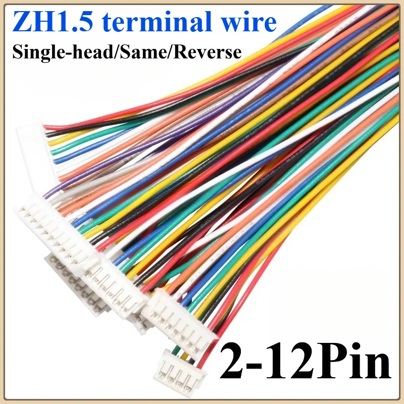 10PCS JST ZH1.5 ZH 1.5mm Wire Cable Connector 2/3/4/5/6/7/8/9/10/12 Pin 1.5MM Pitch Plug 10CM/20cm/30CM Wire Length 28AWG