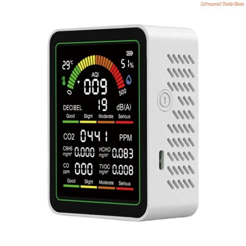9 In 1 Environmental Monitor For CO CO2 C6H6 Formaldehyde TVOC Noise W91B
