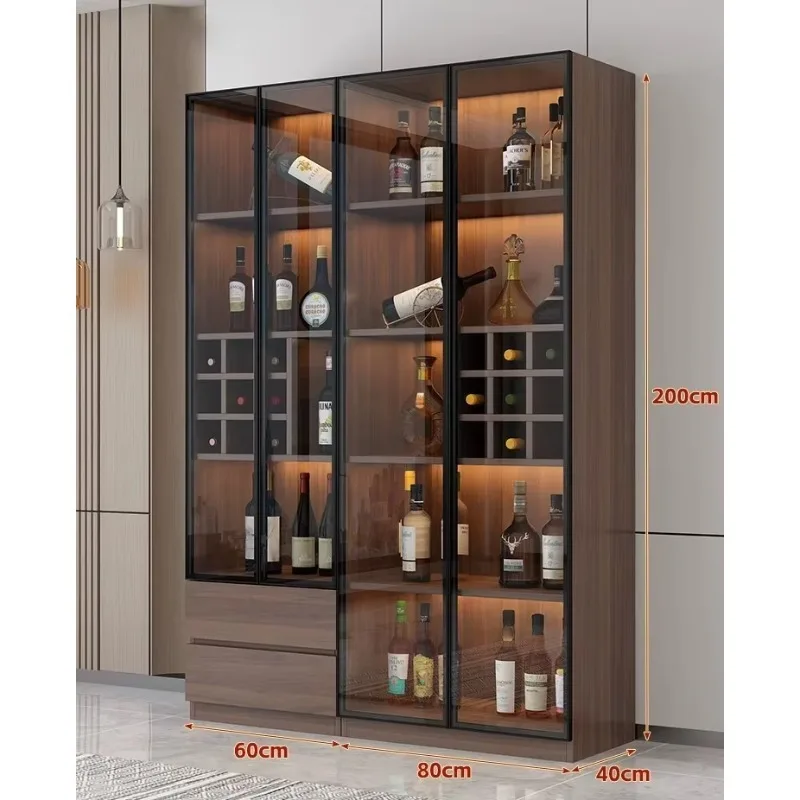 

Eco-friendly Wine Display Cabinet Modern Living Room Side Cabinet with Glass Door Home Sideboard Cupboard Kitchen Cabinet