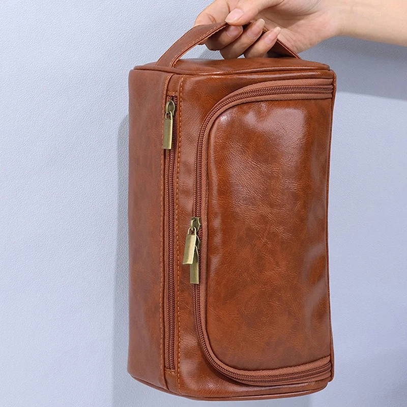 Men Vintage Luxury Toiletry Bag Travel Necessary Business Cosmetic Makeup Cases Male Hanging Storage Organizer Wash Bags