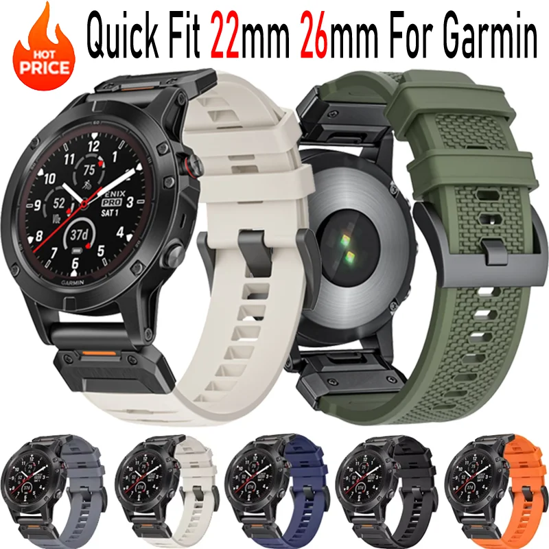

Быстросъемный ремешок 22 мм 26 мм, резиновый + металлический ремешок для Garmin Fenix 7/7X/6X Pro 7X 7, удобный браслет для Fenix 8 51 мм 47 мм, аксессуары
