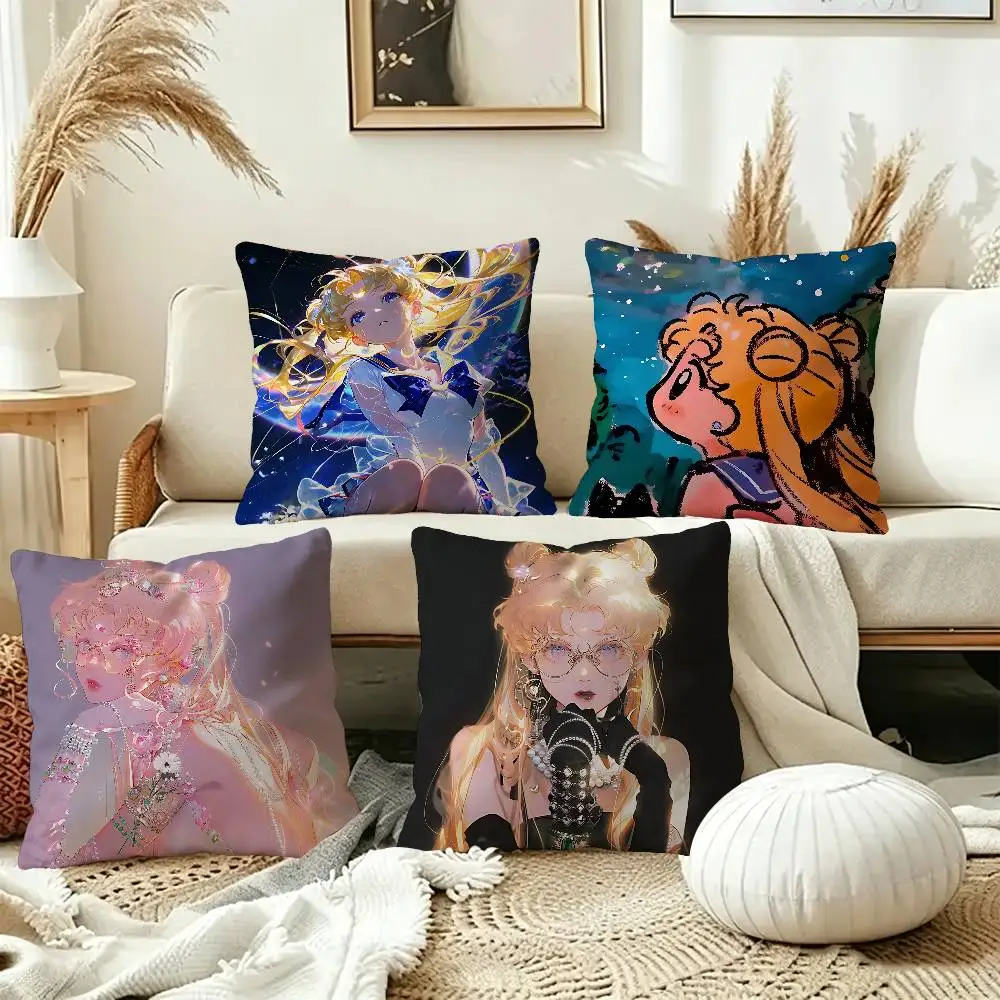 S-Sailores Cute Girl Moon Personalized Pillow Dust Cover Bedroom Kids Party Decoration Pillowcase Birthday Children Gift