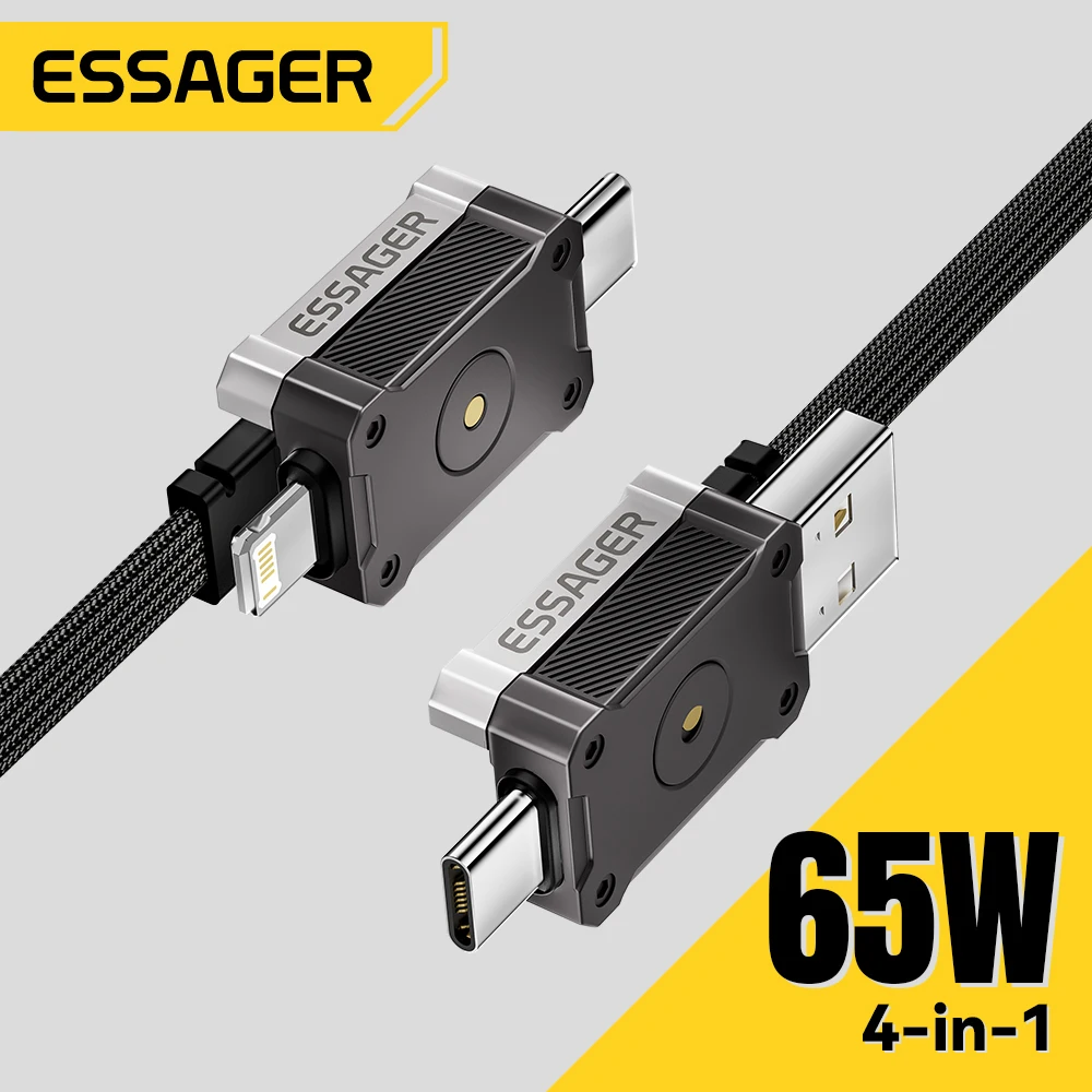 

Essager 65W 4 in 1 USB C Cable Mecha Fast Charging Cable for iPhone 16 15 14 Xiaomi Macbook Type C Multi Port Quick Charge Wire