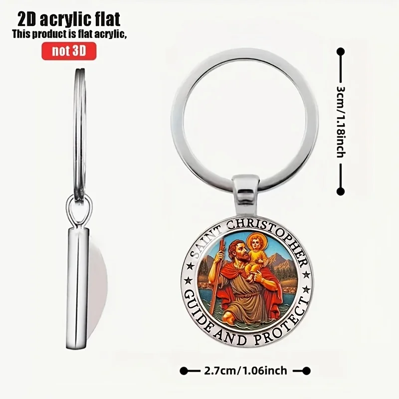 6/12/60 Sets 2D St. Christophorus Medaillen-Schlüsselanhänger aus Zinklegierung mit Karte & Tasche, Unisex, für Auto, Rucksack, Partyzubehör, Gastgeschenke, Großhandel – Detail 9
