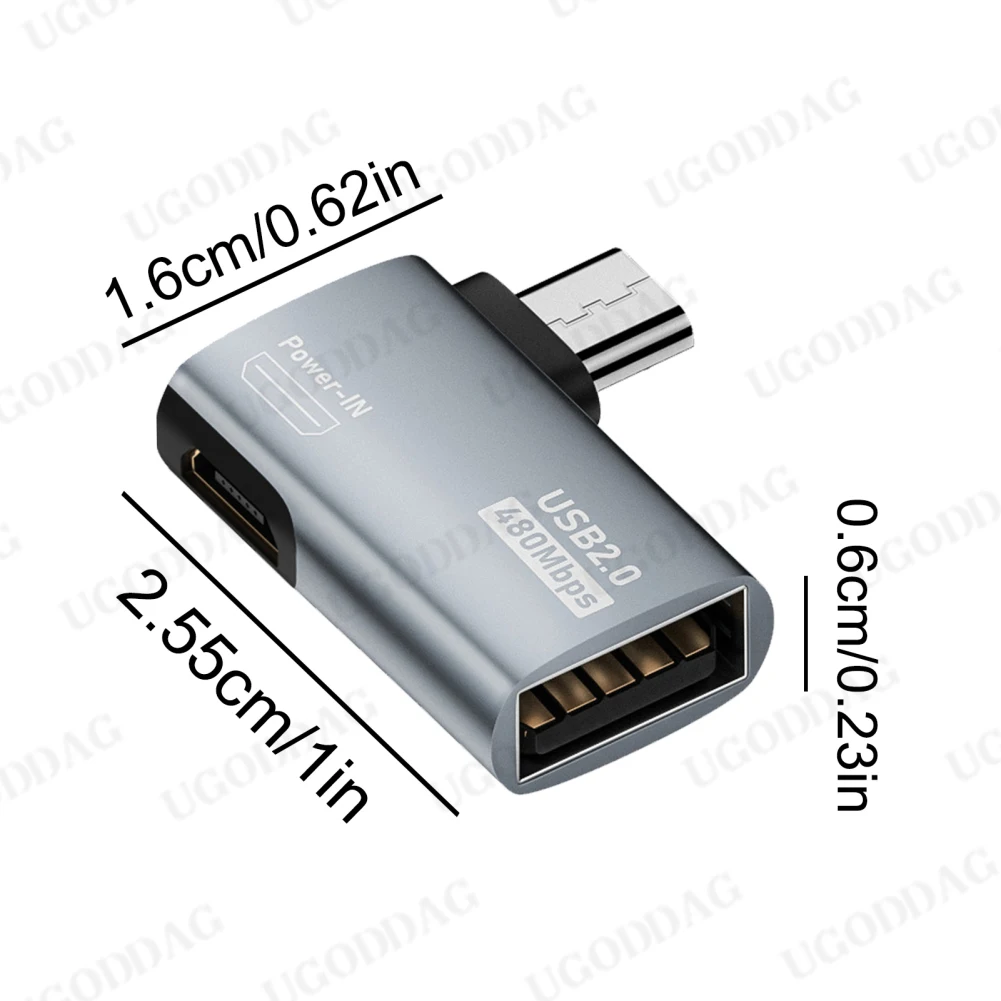OTG Cable Adapter 4K 90 Degree Left / Right Angle Powered Micro USB To USB OTG Adapter For TV Tablet Fire TV Stick 4K