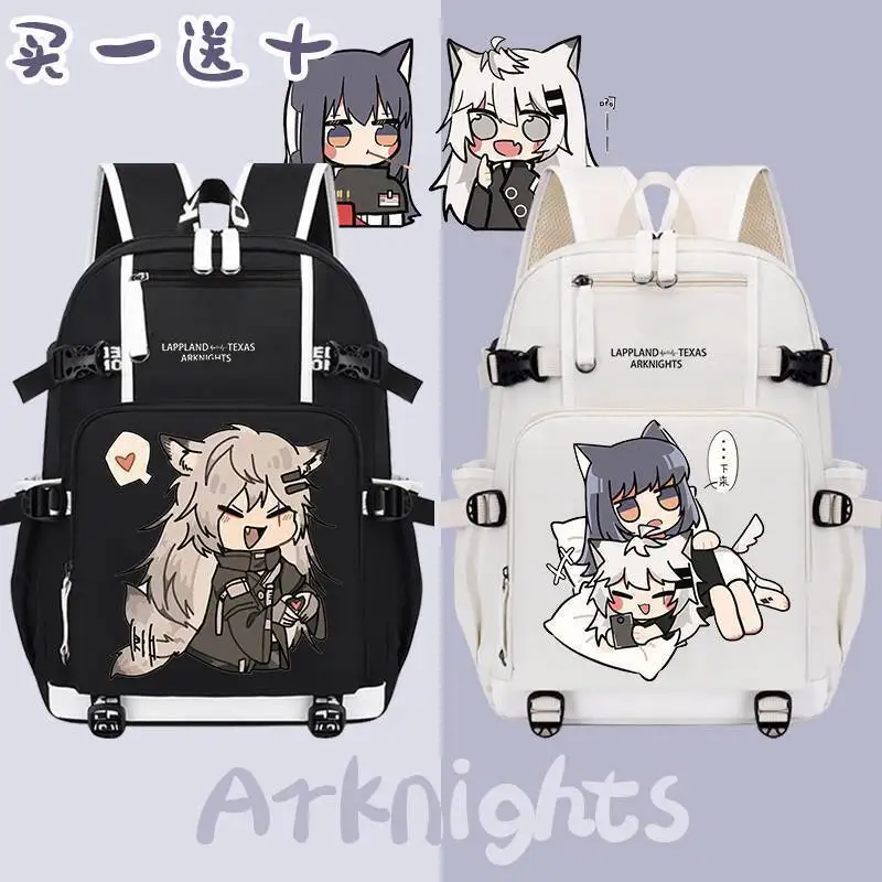 Anime Arknights Dual Wolf Combination Lapland Texas  Merchandise Student Unisex Double Shoulder Back