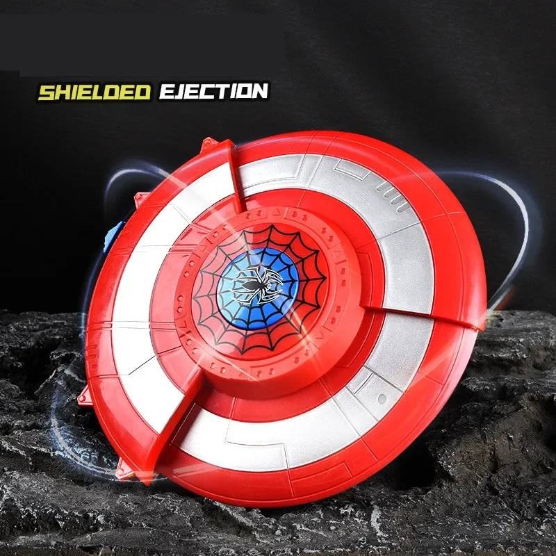 The Avengers Spiderman Shield Launcher Figures Anime Super Hero Deformer Soft Bullets Gun Toys For Kids Party Cosplay Props