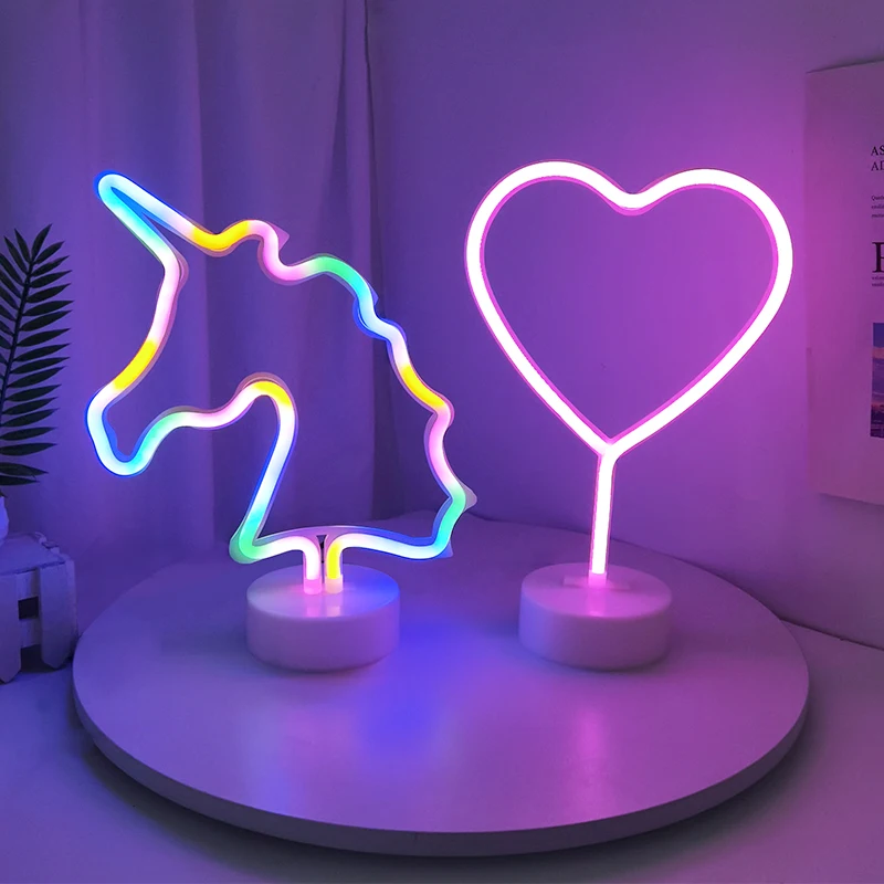 

Neon Light Sign Rainbow Unicorn LED Night Light Flamingo Pineapple Cactus Lamp for Bedroom Home Table Wedding Decor Holiday Gift