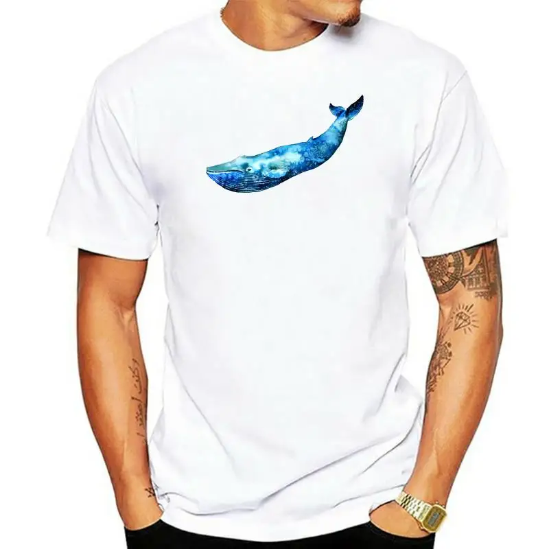 Print T Shirt Men Hot Watercolour Painted Whale T-Shirt Mens Womens Unisex Fashion Slogan Comedy Cool O-Neck T Shirt