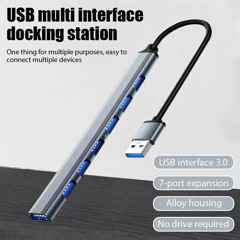 

7-портовый USB 3.0 Type C HUB Расширитель-сплиттер Высокоскоростной адаптер OTG Док-станция для ноутбука ПК Жесткий диск Мышь Клавиатура