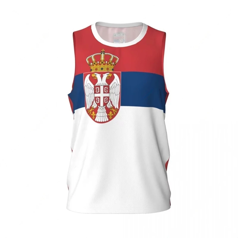 Serbia Flag Basketball Tank Top Fashion Summer 3D National Emblem Printed Jersey Vest Loose Breathable Sports Sleeveless Tees