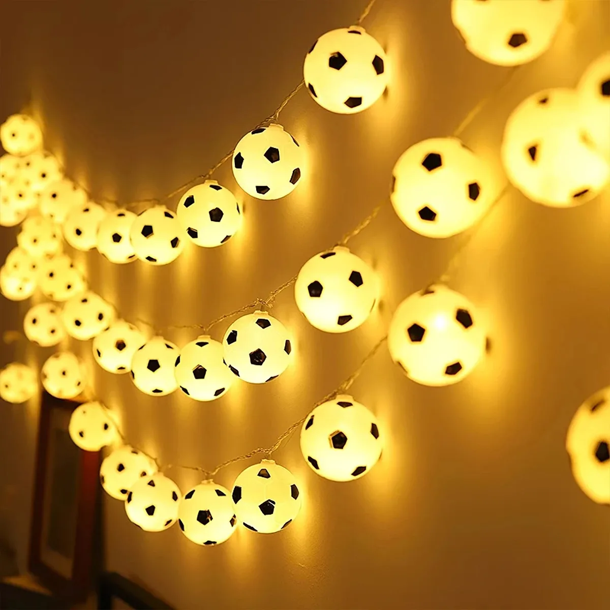 1.5/3/6 Meters Football Luminaries Event Theme Decorative Football Shaped String Lights for Celebration And Decoration