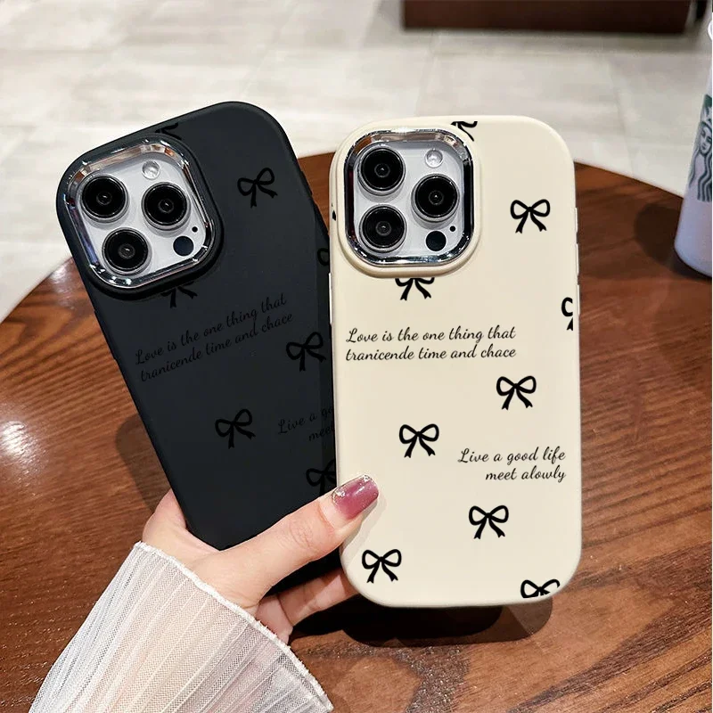 Case For iPhone 16E 16 15 Plus 14 13 12 11 Pro Max X XS XR 7 8 Plus SE 4 cover 3D bowknot Cute Fashion