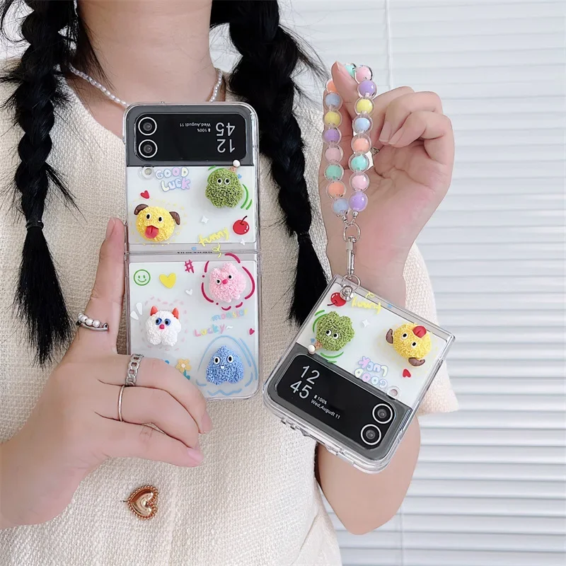 Чехол для телефона с изображением маленького монстра для Samsung Galaxy Z Flip 6 5 4 3, защитная задняя крышка для ZFlip4 ZFlip5 ZFlip6, защитный чехол