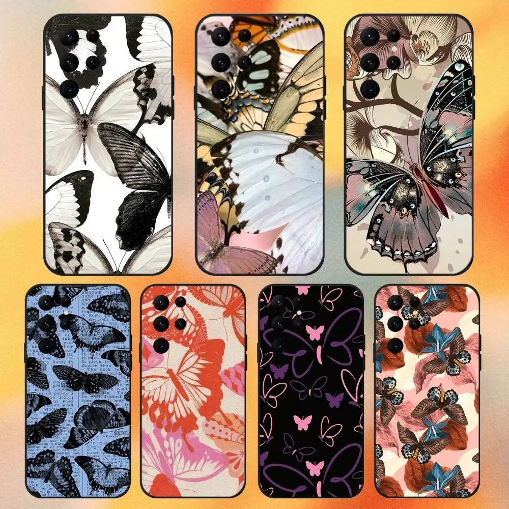 

Drawing Butterfly Art Phone Case For Samsung S 25,24,23,22,30,21,10,9,Ultra,Plus,Lite,FE,4,5G Black Soft Case