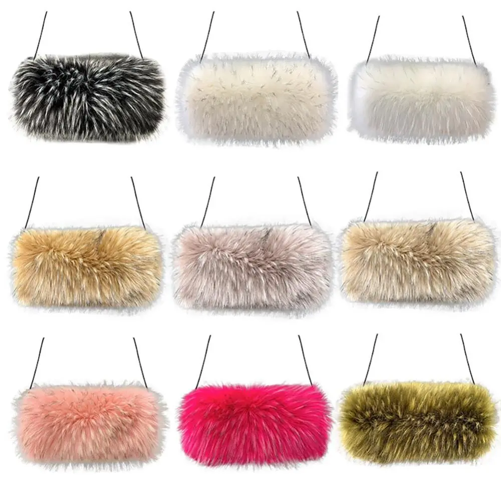 New Faux Fur Hand Warmer Anti-Freeze Mittens Muff Fluffy Hand Warmer Thicken Hand Muff for Women