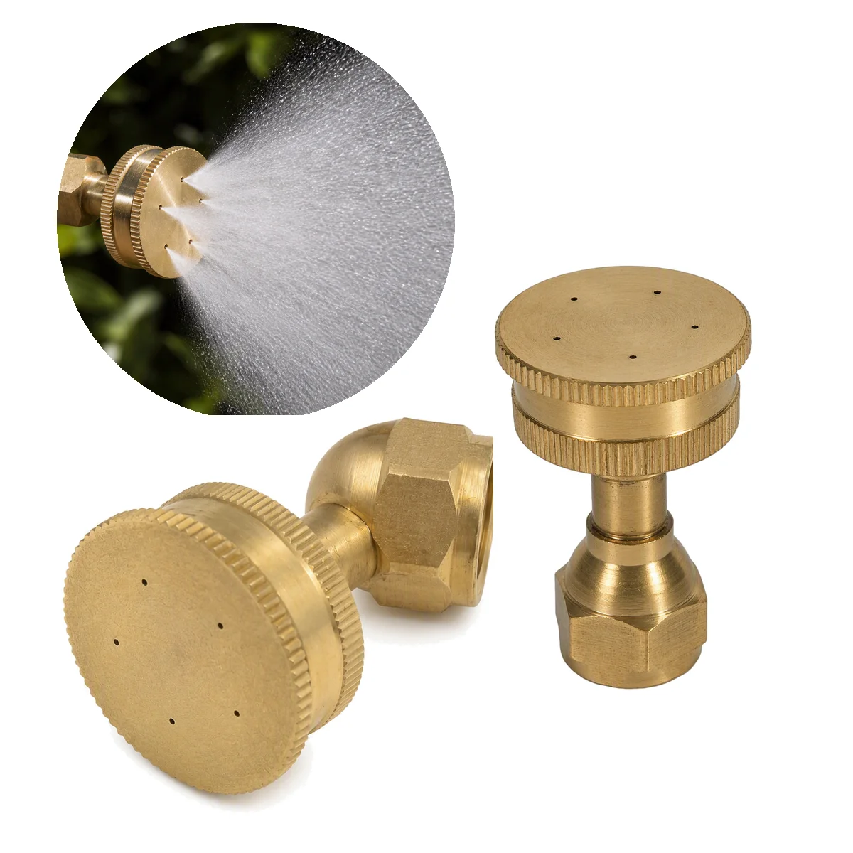 5 Hole Brass Nozzle Atomizing Fog Spray Head Curved Straight Elbow M14 Inner Thread for Backpack Sprayer Pesticide Machine Knapsack Wand Garden Farm Orchard Agricultural Irrigation Watering Plant Protection 4.2cm 2.6cm