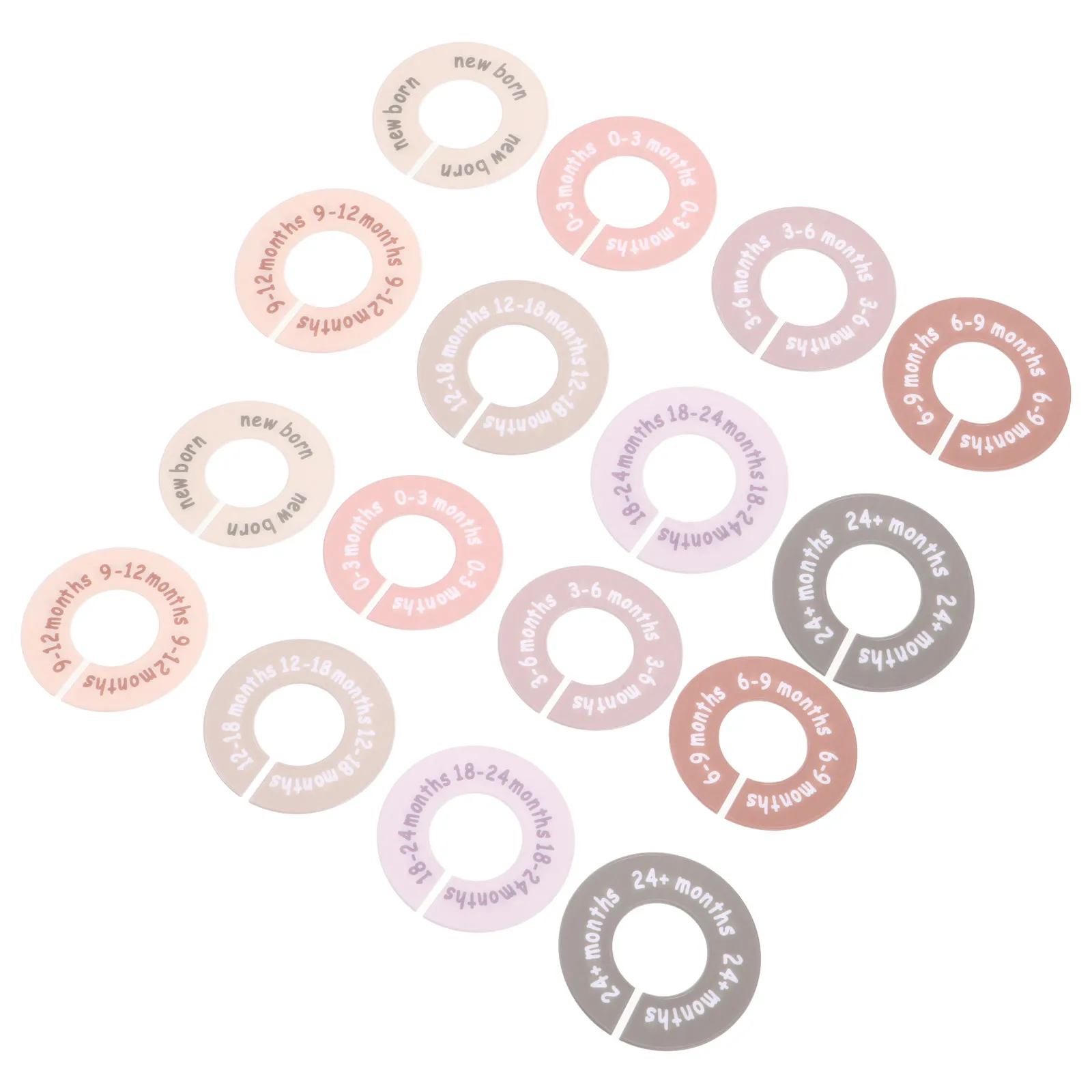 

1Set Baby Closet Rod Dividers Clothes Organizers 0-24 Months Round Size Markers Nursery Wardrobe Plastic Separators Hanger